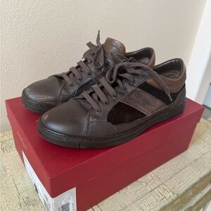 Salvatore Ferragamo Dark Brown Leather Sneakers